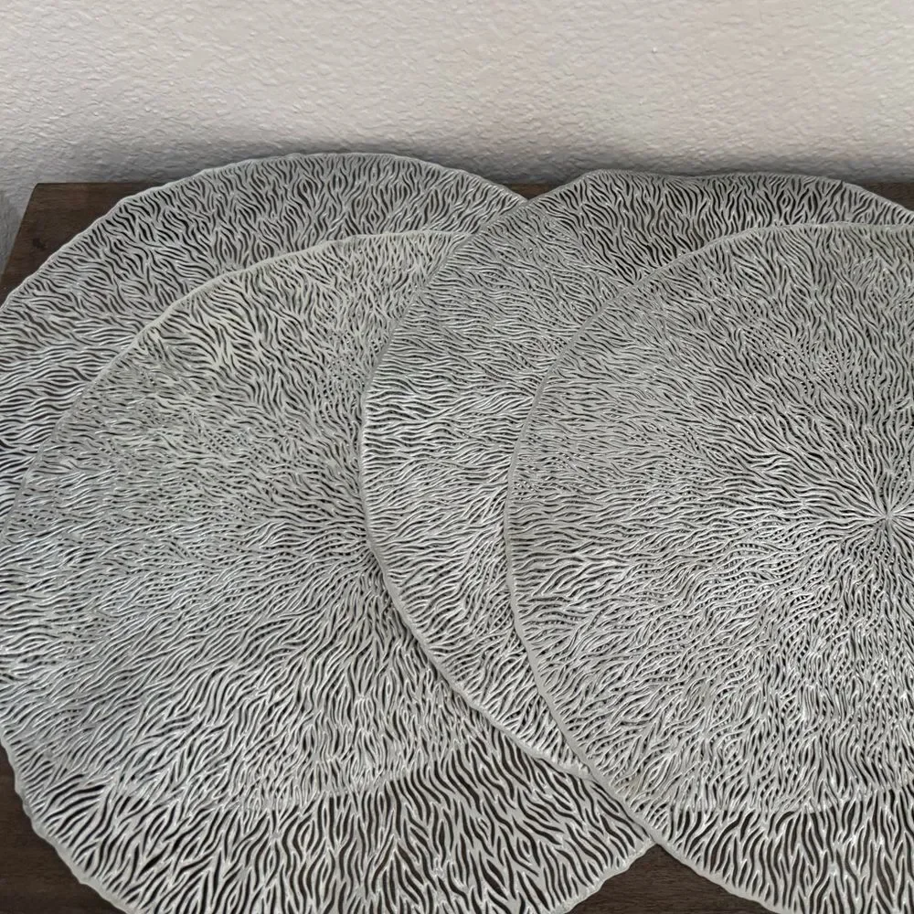 Silver Metallic Placemats Chargers Lot of 4